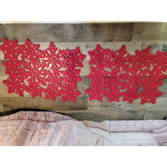 Snowflake xmas placemat red decor set - Picture 4 of 6